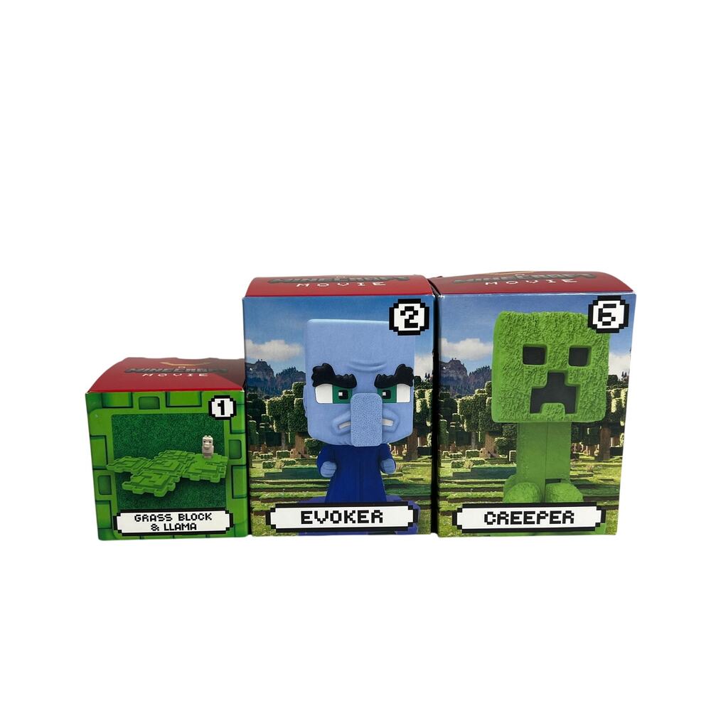 MCDONALDS Minecraft Movie Happy Meal Toys 1 2 6 Creeper Evoker Llama Boxed